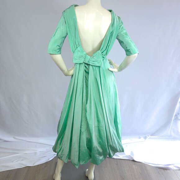 Vintage 1950s Aqua Mint Evening Gown – Custom Couture Style - Picture 4 of 13